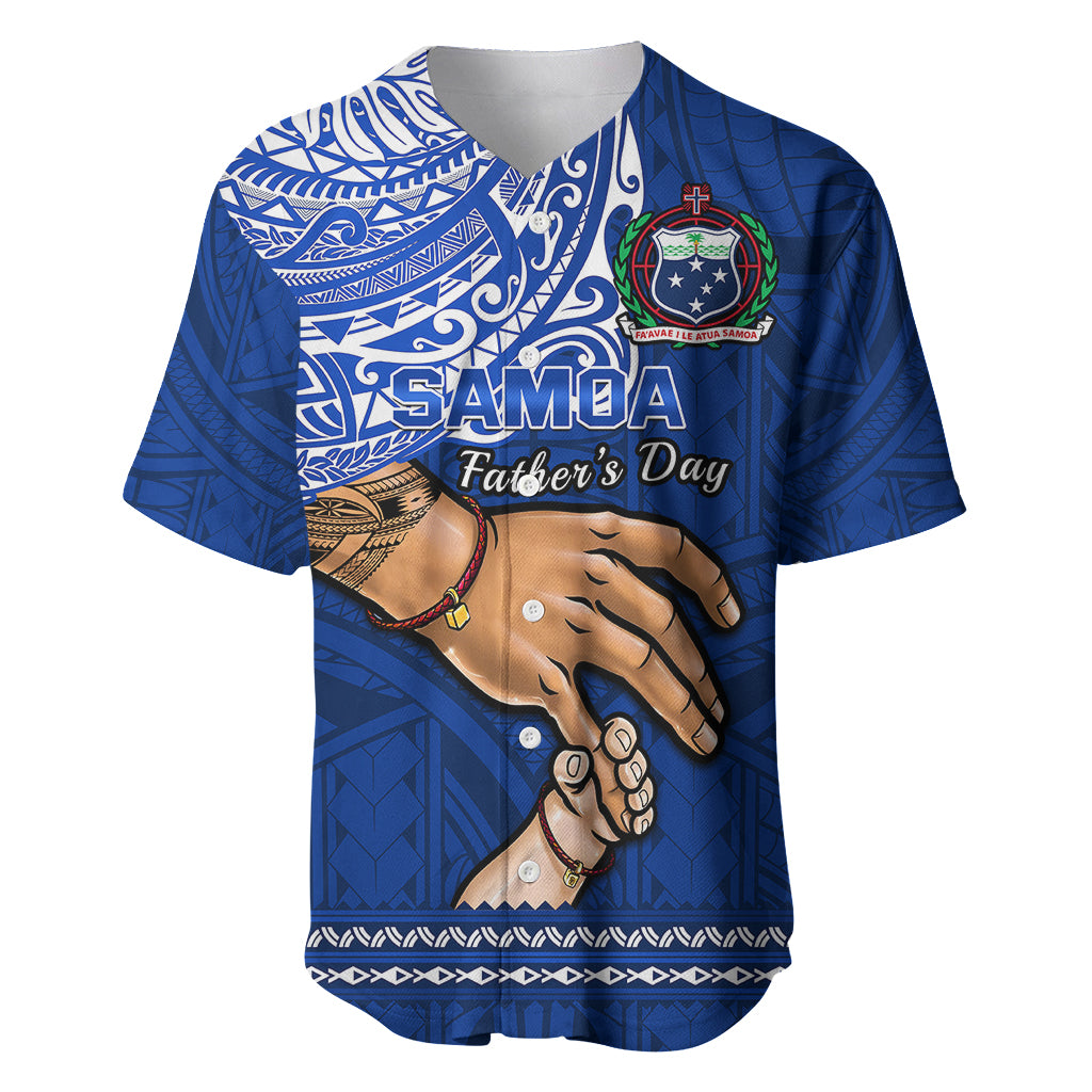 Polynesian Pride Father Day Samoa Baseball Jersey Manuia le Aso Sa o Tama Blue Version LT14 Blue - Polynesian Pride