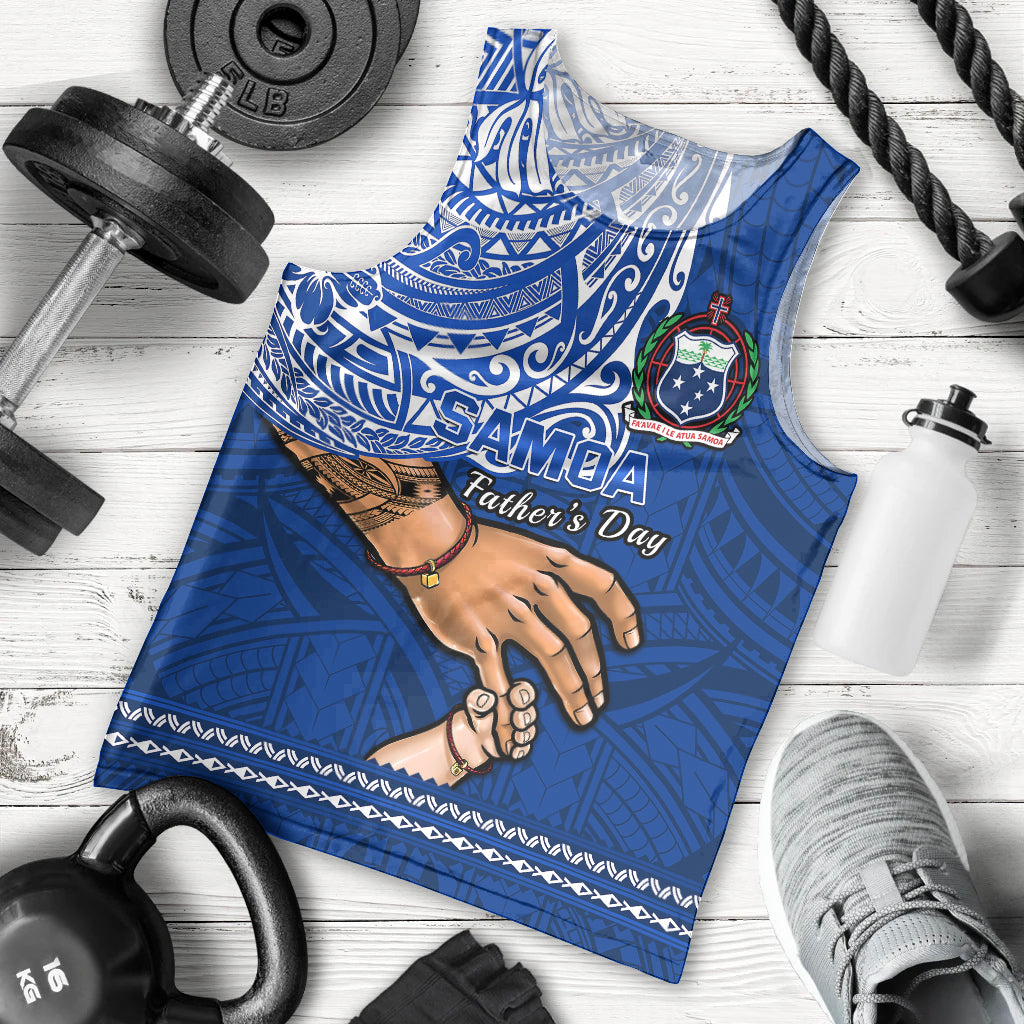 Polynesian Pride Father Day Samoa Men Tank Top Manuia le Aso Sa o Tama Blue Version LT14 Blue - Polynesian Pride