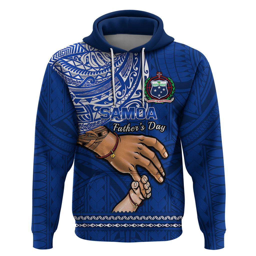 Custom Father Day Samoa Hoodie Manuia le Aso Sa o Tama Blue Version LT14 Pullover Hoodie Blue - Polynesian Pride