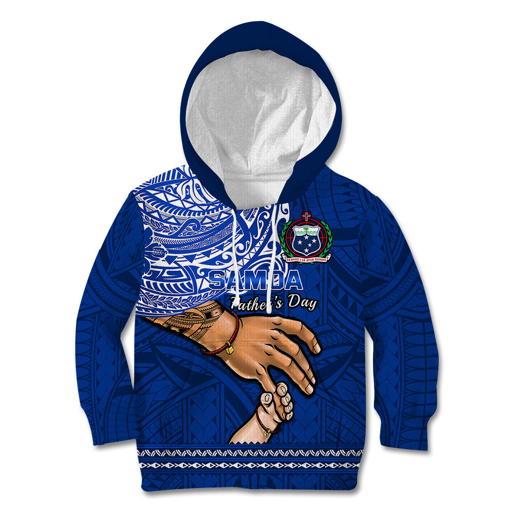 Personalised Father Day Samoa Kid Hoodie Manuia le Aso Sa o Tama Blue Version LT14 Hoodie Blue - Polynesian Pride