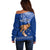 Personalised Father Day Samoa Off Shoulder Sweater Manuia le Aso Sa o Tama Blue Version LT14 - Polynesian Pride