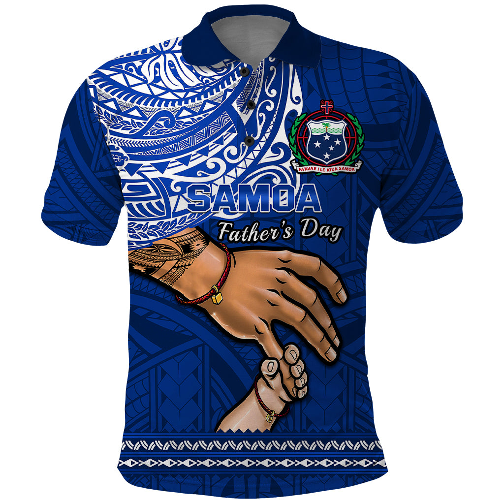 Custom Father Day Samoa Polo Shirt Manuia le Aso Sa o Tama Blue Version LT14 Blue - Polynesian Pride