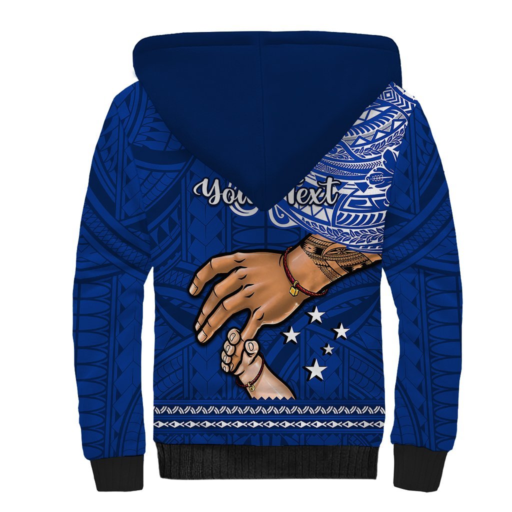 Personalised Father Day Samoa Sherpa Hoodie Manuia le Aso Sa o Tama Blue Version LT14 - Polynesian Pride