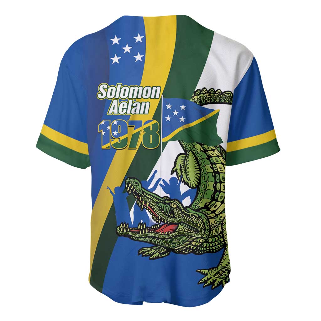 Solomon Islands Independence Day Baseball Jersey Happy 7 July Crocodile Flag Style LT14 - Polynesian Pride