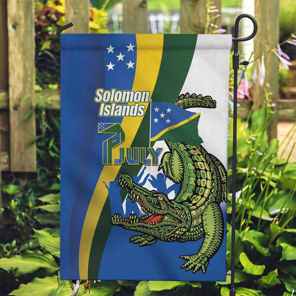 Solomon Islands Independence Day Garden Flag Happy 7 July Crocodile Flag Style LT14 Garden Flag Blue - Polynesian Pride