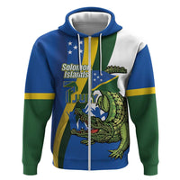 Solomon Islands Independence Day Hoodie Happy 7 July Crocodile Flag Style LT14 Zip Hoodie Blue - Polynesian Pride