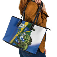 Solomon Islands Independence Day Leather Tote Bag Happy 7 July Crocodile Flag Style LT14 - Polynesian Pride