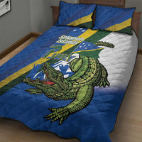 Solomon Islands Independence Day Quilt Bed Set Happy 7 July Crocodile Flag Style LT14 - Polynesian Pride
