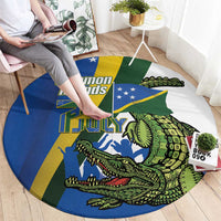 Solomon Islands Independence Day Round Carpet Happy 7 July Crocodile Flag Style LT14 - Polynesian Pride