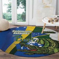 Solomon Islands Independence Day Round Carpet Happy 7 July Crocodile Flag Style LT14 - Polynesian Pride