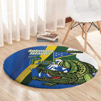 Solomon Islands Independence Day Round Carpet Happy 7 July Crocodile Flag Style LT14 - Polynesian Pride