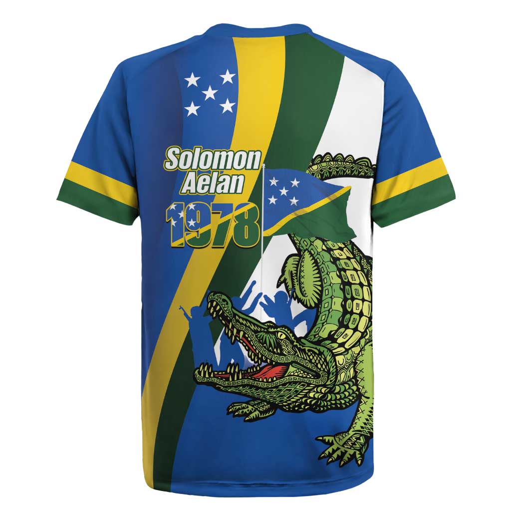 Solomon Islands Independence Day Rugby Jersey Happy 7 July Crocodile Flag Style LT14 - Polynesian Pride