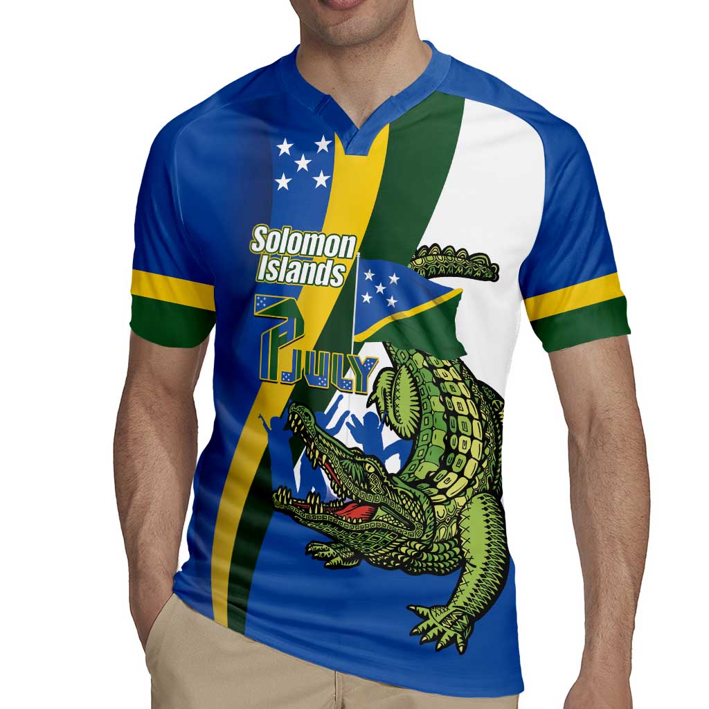 Solomon Islands Independence Day Rugby Jersey Happy 7 July Crocodile Flag Style LT14 - Polynesian Pride