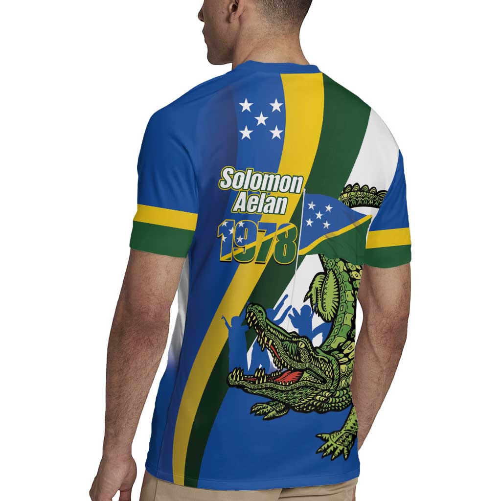 Solomon Islands Independence Day Rugby Jersey Happy 7 July Crocodile Flag Style LT14 - Polynesian Pride