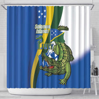 Solomon Islands Independence Day Shower Curtain Happy 7 July Crocodile Flag Style LT14 - Polynesian Pride