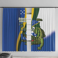 Solomon Islands Independence Day Window Curtain Happy 7 July Crocodile Flag Style LT14 With Hooks Blue - Polynesian Pride