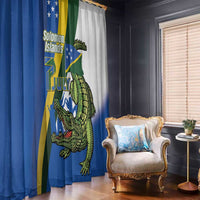Solomon Islands Independence Day Window Curtain Happy 7 July Crocodile Flag Style LT14 - Polynesian Pride