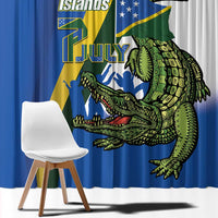 Solomon Islands Independence Day Window Curtain Happy 7 July Crocodile Flag Style LT14 - Polynesian Pride