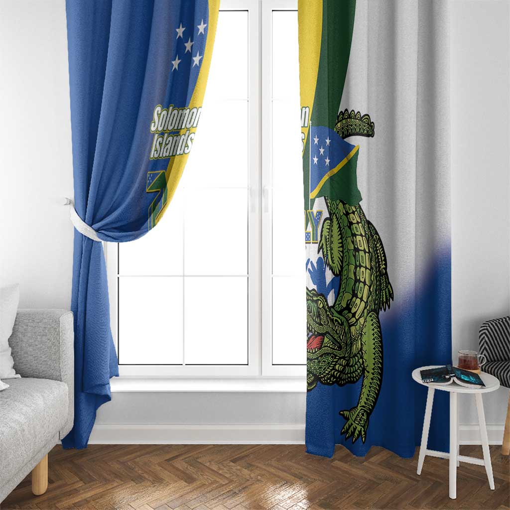 Solomon Islands Independence Day Window Curtain Happy 7 July Crocodile Flag Style LT14 - Polynesian Pride