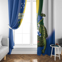 Solomon Islands Independence Day Window Curtain Happy 7 July Crocodile Flag Style LT14 - Polynesian Pride