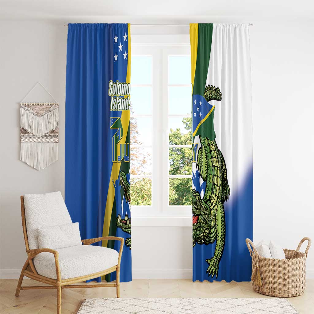 Solomon Islands Independence Day Window Curtain Happy 7 July Crocodile Flag Style LT14 - Polynesian Pride