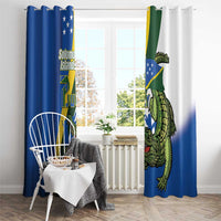 Solomon Islands Independence Day Window Curtain Happy 7 July Crocodile Flag Style LT14 - Polynesian Pride