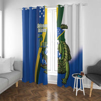 Solomon Islands Independence Day Window Curtain Happy 7 July Crocodile Flag Style LT14 With Grommets Blue - Polynesian Pride