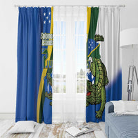 Solomon Islands Independence Day Window Curtain Happy 7 July Crocodile Flag Style LT14 - Polynesian Pride