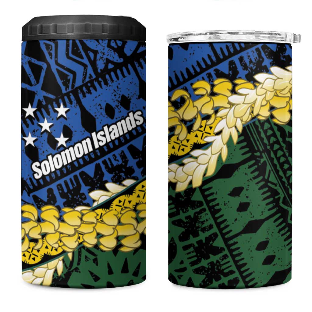 Halo Olaketa Solomon Islands Tapa Pattern 4 in 1 Can Cooler Tumbler LT14 One Size: 16 oz Blue - Polynesian Pride