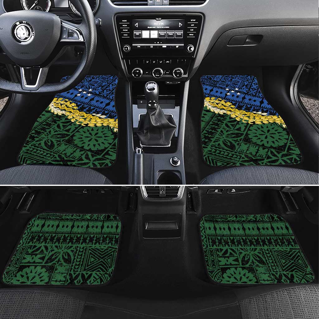 Halo Olaketa Solomon Islands Tapa Pattern Car Mats LT14 Set 4pcs Blue - Polynesian Pride