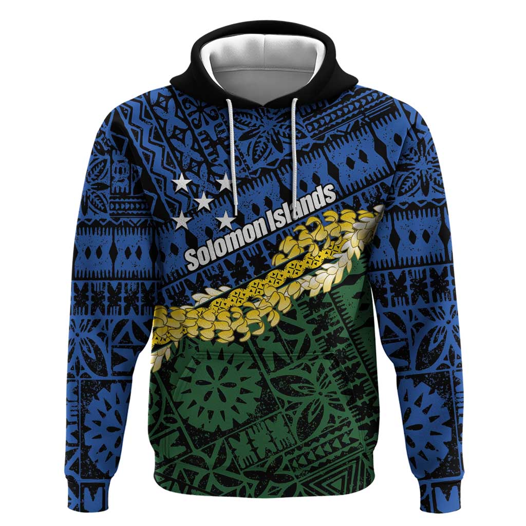 Halo Olaketa Solomon Islands Tapa Pattern Hoodie LT14 Pullover Hoodie Blue - Polynesian Pride