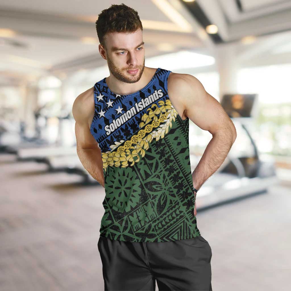 Halo Olaketa Solomon Islands Tapa Pattern Men Tank Top LT14 Blue - Polynesian Pride