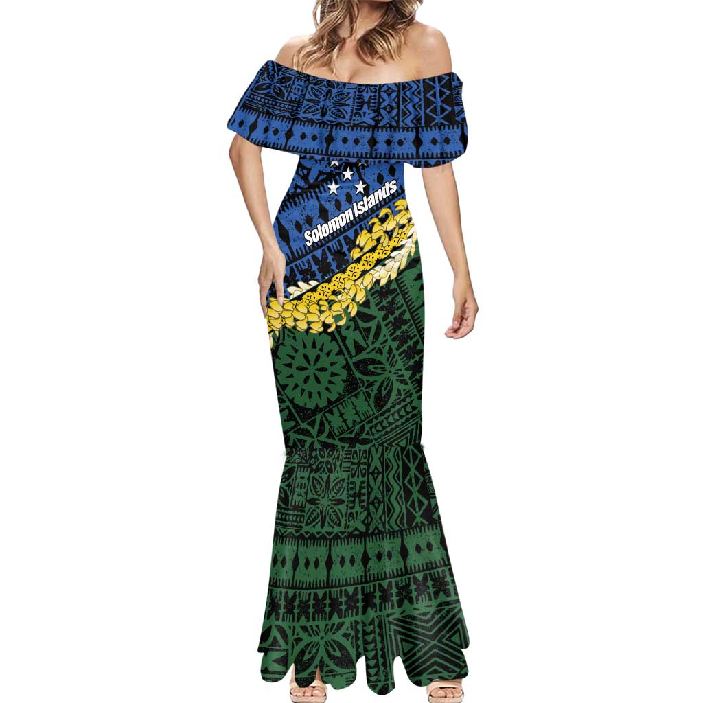 Halo Olaketa Solomon Islands Tapa Pattern Mermaid Dress LT14 - Polynesian Pride