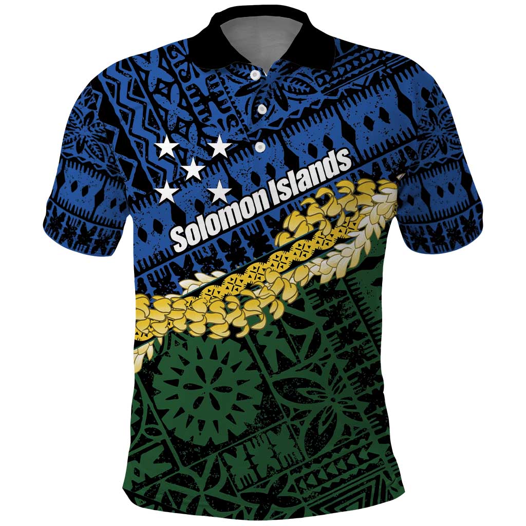 Halo Olaketa Solomon Islands Tapa Pattern Polo Shirt LT14 Blue - Polynesian Pride
