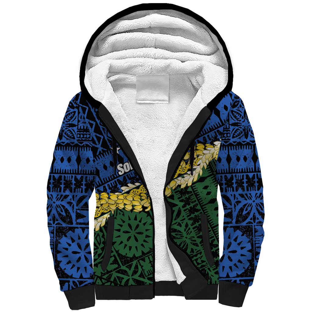 Halo Olaketa Solomon Islands Tapa Pattern Sherpa Hoodie LT14 Unisex Blue - Polynesian Pride