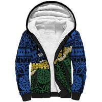 Halo Olaketa Solomon Islands Tapa Pattern Sherpa Hoodie LT14 Unisex Blue - Polynesian Pride