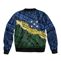 Halo Olaketa Solomon Islands Tapa Pattern Sleeve Zip Bomber Jacket LT14 - Polynesian Pride