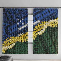 Halo Olaketa Solomon Islands Tapa Pattern Window Curtain LT14 With Hooks Blue - Polynesian Pride