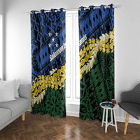 Halo Olaketa Solomon Islands Tapa Pattern Window Curtain LT14 With Grommets Blue - Polynesian Pride
