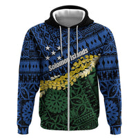 Halo Olaketa Solomon Islands Tapa Pattern Zip Hoodie LT14 Zip Hoodie Blue - Polynesian Pride