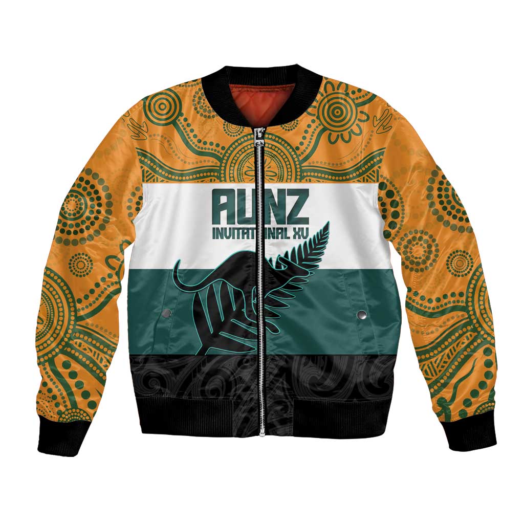 AUNZ Rugby Custom Bomber Jacket Australia Kangaroo New Zealand Silver Fern LT14 Unisex Yellow - Polynesian Pride