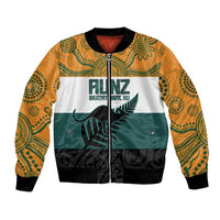 AUNZ Rugby Custom Bomber Jacket Australia Kangaroo New Zealand Silver Fern LT14 Unisex Yellow - Polynesian Pride