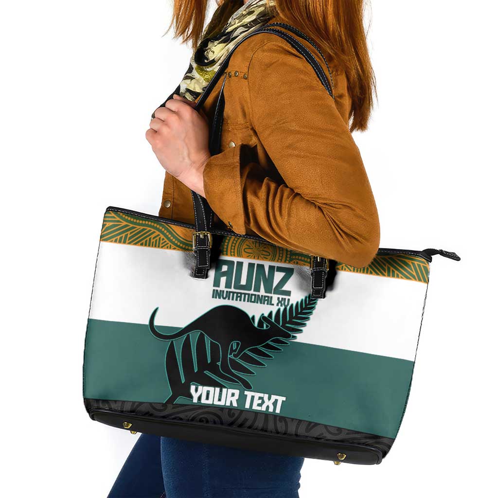 AUNZ Rugby Custom Leather Tote Bag Australia Kangaroo New Zealand Silver Fern LT14 Yellow - Polynesian Pride