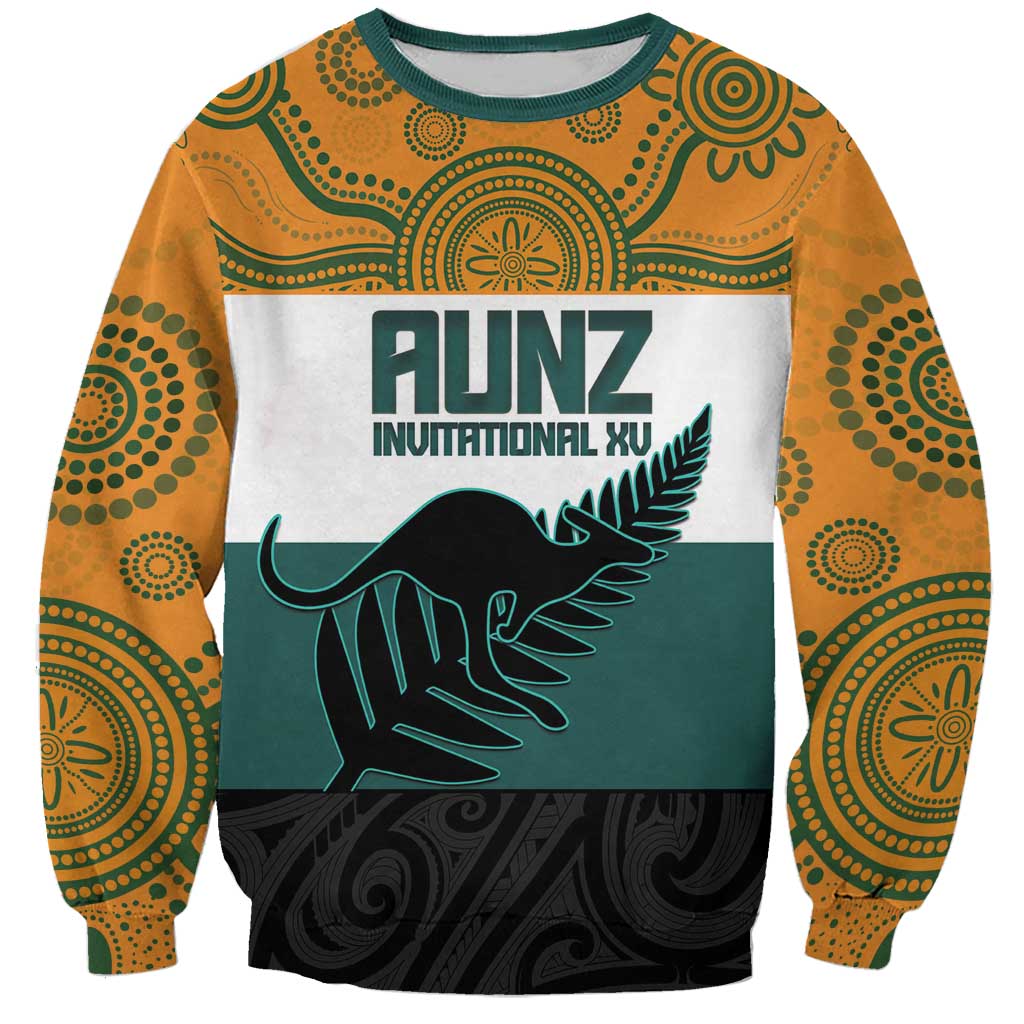 AUNZ Rugby Custom Sweatshirt Australia Kangaroo New Zealand Silver Fern LT14 Unisex Yellow - Polynesian Pride