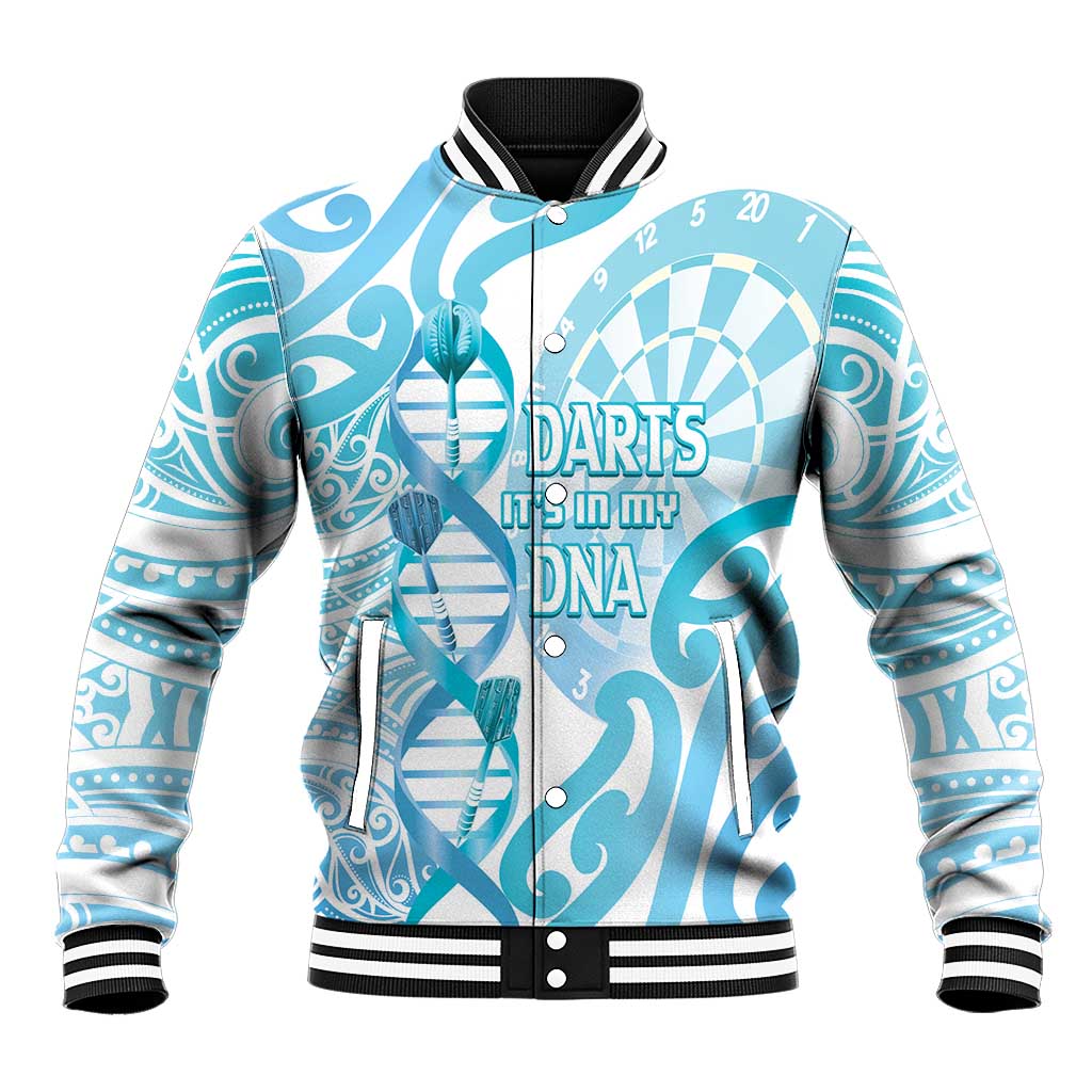 Personalised New Zealand Darts Baseball Jacket Aotearoa Maori Its In My DNA White LT14 Unisex White - Polynesian Pride