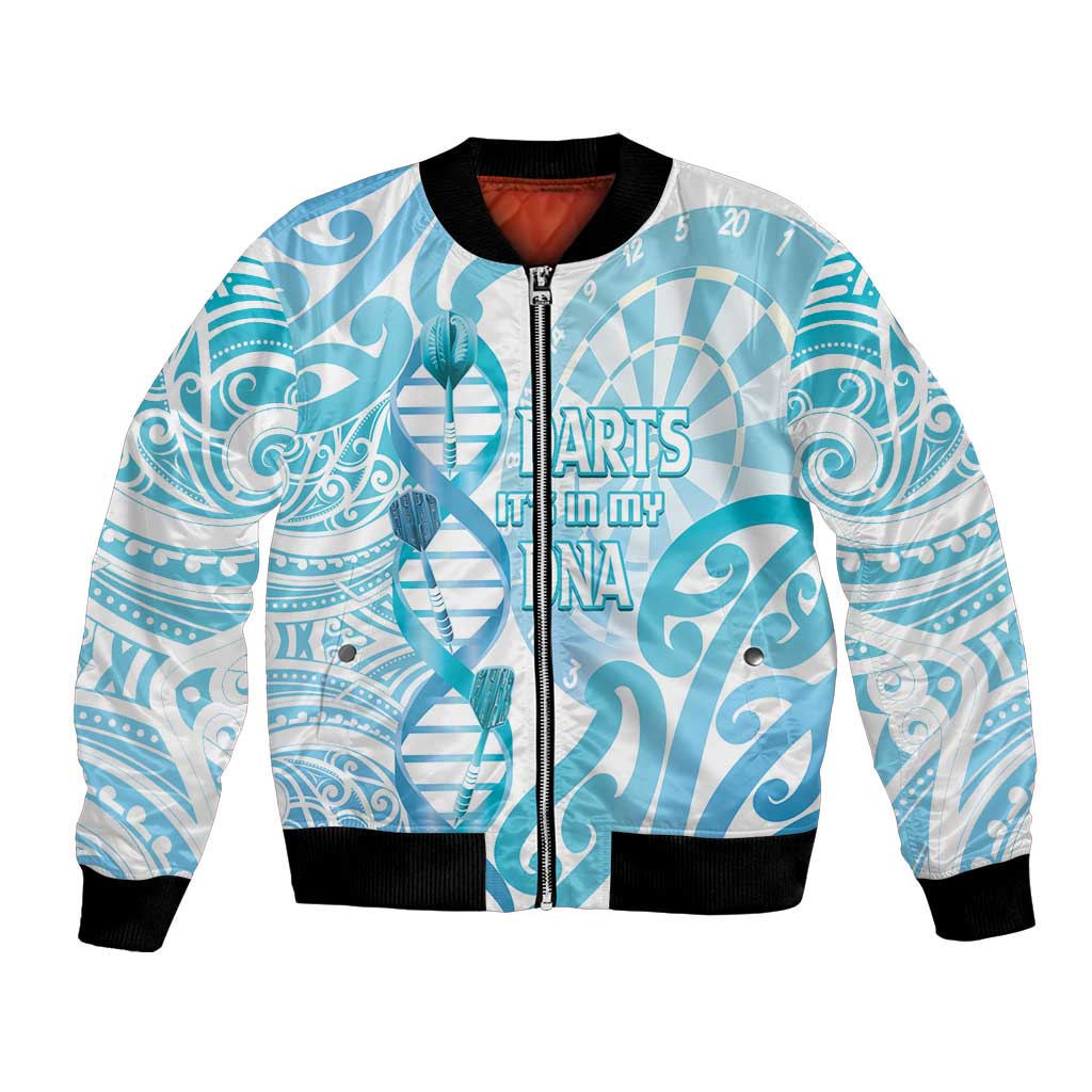 Personalised New Zealand Darts Bomber Jacket Aotearoa Maori Its In My DNA White LT14 Unisex White - Polynesian Pride