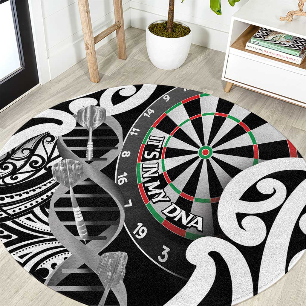New Zealand Darts Round Carpet Aotearoa Maori Its In My DNA Black LT14 Black - Polynesian Pride