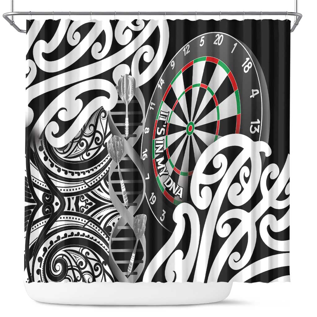 New Zealand Darts Shower Curtain Aotearoa Maori Its In My DNA Black LT14 Black - Polynesian Pride