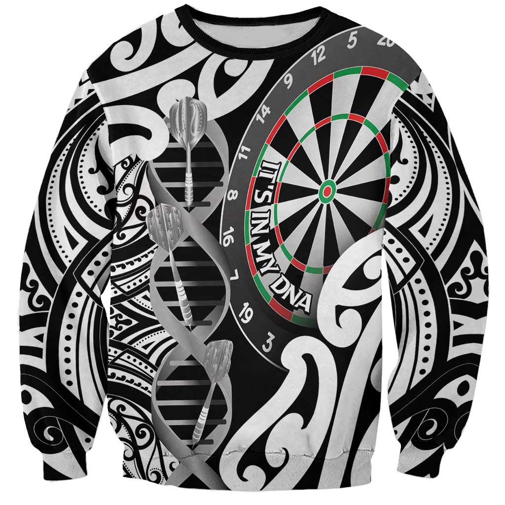 Personalised New Zealand Darts Sweatshirt Aotearoa Maori Its In My DNA Black LT14 Unisex Black - Polynesian Pride