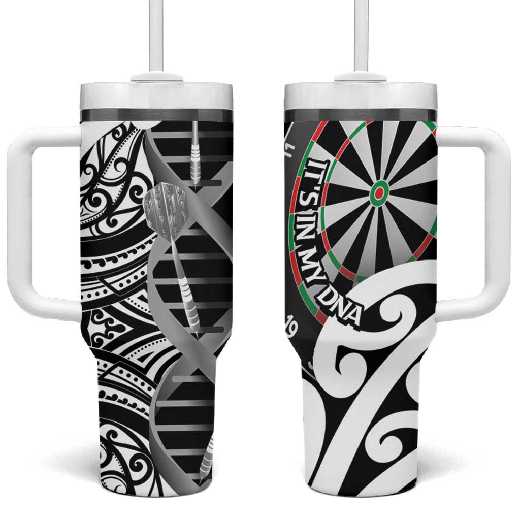 New Zealand Darts Tumbler With Handle Aotearoa Maori Its In My DNA Black LT14 One Size: 40 oz Black - Polynesian Pride